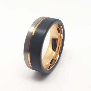 ที่ดีที่สุดขายอินเทรนด์สีดำและSilverทังสเตนคาร์ไบด์แหวนRose Goldภายใน - Product Image 2