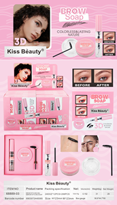 Gel coiffant pour sourcils Kiss Beauty & <span class=keywords><strong>Savon</strong></span> coiffant pour sourcils, incolore et longue tenue, <span class=keywords><strong>fixateur</strong></span> de sourcils 3D naturel, gel waterproof pour maquillage des yeux avec brosse - Product Image 3
