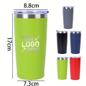 Mug de voyage isotherme classique 20 oz avec logo personnalisé, revêtement poudré, en acier inoxydable avec couvercle - Product Image 2