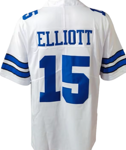 Maillot de football personnalisé respirant imprimé, coupe courte, Elliott 15, <span class=keywords><strong>Pollard</strong></span> 20, Pickens 3, bleu marine et blanc, version alternative d'été - Product Image 2