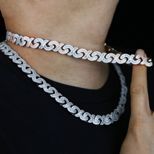 Cadena de eslabones cubanos con zirconia cúbica, cadena de eslabones enchapada en dos tonos, estilo hip hop, punk, para mujeres y hombres - Product Image 5