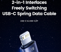 Cable USB Tipo-C a USB A/C 2 en 1, Carga Rápida de 60W Máx. con Indicador LED y Cubierta Trenzada para Teléfono Móvil, Banco de Energía y Cámara