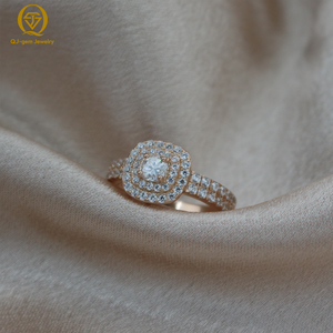 Bague de luxe pour femme à deux rangs de diamants, or 18 carats, diamant de laboratoire de haute qualité couleur D pureté VVS avec certificat IGI, personnalisable pour cadeau - Product Image 1