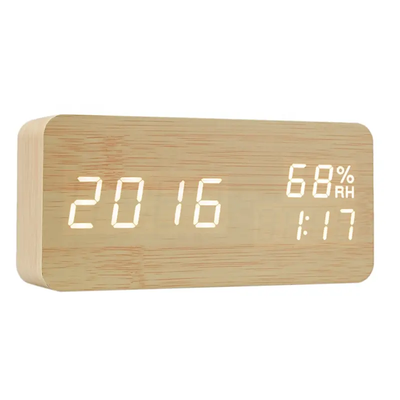 LED Wood Digital Clock with Time ,Temperature , Alarm
