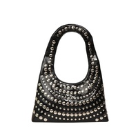 Nouveau sac à main coréen tendance avec rivets, style rétro, sac à bandoulière unique en écaille de tortue et sequins, sac souple