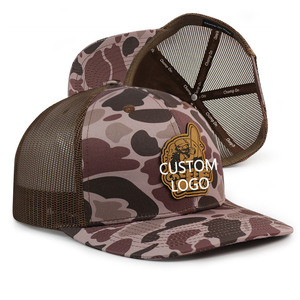 HN23 Cappello Trucker Traspirante per Giovani con Logo Personalizzato sul Nastro Interno Ricamato Cappellino Mimetico Blu Marrone Arancione - Product Image 1
