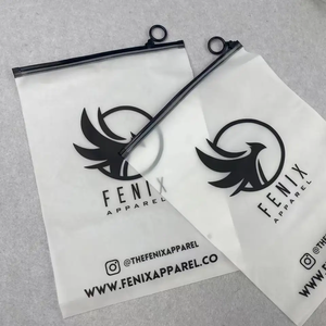 Wholesale Custom Logo Frosted Zipper <b>Bag</b> T-shirt Sock Packaging Plastic <b>Garment</b> <b>Bag</b> Ziplock <b>Bags</b> with Black Ring - Product Image 5