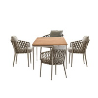 Chaise de salle à manger moderne et durable en rotin tressé avec cadre en aluminium de style européen pour restaurant extérieur, café et hôtel