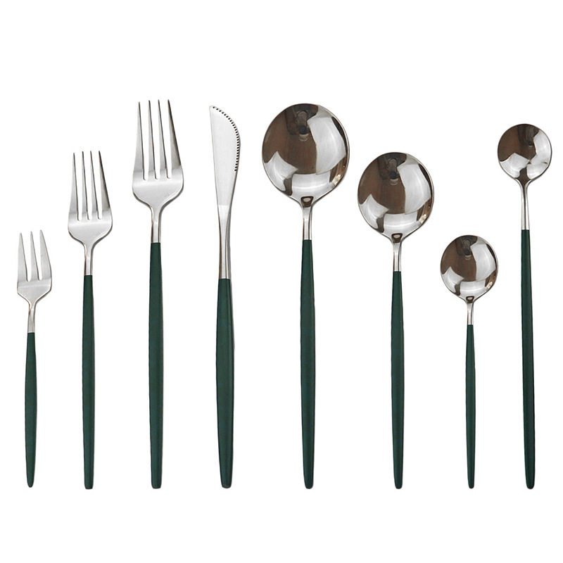 silver with black handle