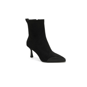 Bottines chaussettes à talon aiguille et bout pointu pour femme, en daim/cuir avec embout contrastant, idéales pour les soirées et les rendez-vous galants - Product Image 2