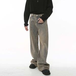 بنطلون جينز رجالي من يالي بتصميم عتيق وعصري، فضفاض ومستقيم، بنسيج دنيم ثلاثي الأبعاد مريح وقابل للتنفس لجميع المواسم - Product Image 4