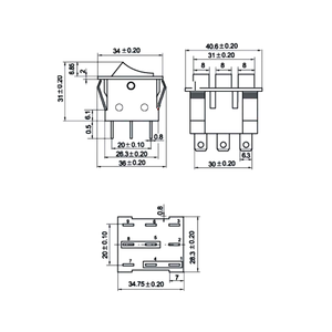 KCD3 KCD9 34*40 grandi interruttori a bilanciere con interruttore a tre vie a luce rossa 9 Pin 2 posizioni single-throw 16A 250VAC 20A 125VAC ON-OFF - Product Image 5