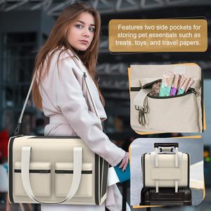 Blanco al por mayor de la fábrica de lujo impermeable cuadrado Oxford cremallera mascota perro gato de lados suaves productos de viaje bolsa monedero - Product Image 4