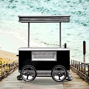 Remolque de Comida Rápida Móvil, Carrito de Cocina para Hamburguesas con Plancha, Refrigerador, Accionamiento Eléctrico, Acero Inoxidable - Product Image 1