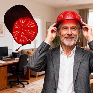 Topi Terapi Cahaya Inframerah Dekat Kinreen Merah dengan 630nm 850nm 940nm & Remote Control untuk Pereda Nyeri - Product Image 5