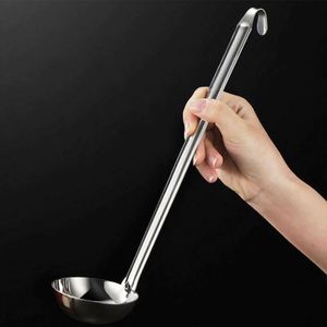 Long Handle Measure Ounce Ladle Kitchen Cooking Use Soup Porridge Ladle Soup Spoon Measuring Stainless Steel 201 Ladle with Hook - Product Image 2