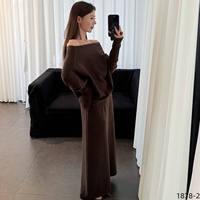 Ensemble pull ample à col roulé et manches chauve-souris décontracté pour femme avec jupe longue – Élégant et confortable pour l'automne et l'hiver