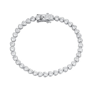 Bracelet tennis en or 14 carats, coupe cœur 3-5 mm, bijoux de luxe unisexe pour femme, cadeau pour mariage ou fête - Product Image 3