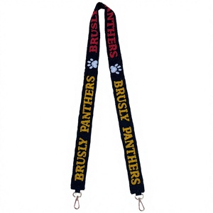 Correa de Bolso Ajustable de Algodón de Alta Calidad BRUSLY, Letras Personalizadas con Cuentas, Regalo Perfecto para el Espíritu Escolar, Bordado para Niñas - Product Image 1