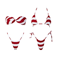 Conjunto de Bikini Ecológico con Logotipo Personalizado, Fabricante de Trajes de Baño, con Doble Forro y Rayas, para Mujer