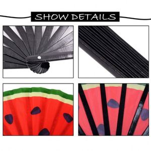 Factory Wholesale Custom LOGO Printing Bamboo <b>Large</b> Handheld <b>Fan</b> Rave Handfan - Product Image 4