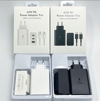 Pengisi Daya Cepat Universal 65W 3 Port USB C PD PPS Tahan Api ABS Aman untuk Samsung Galaxy S22 S23 S24 S25 S26