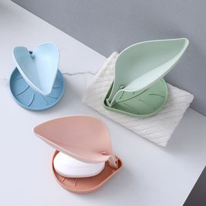 <b>Plastic</b> Leaf Holder, Self Drain Stand Storage Plate <b>Tray</b> Soap Dish Case for Bathroom and Kitchen - Product Image 2
