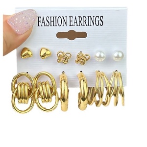 Pendientes de Moda Estilo Europeo Americano para Mujer, Diseño Geométrico Personalizado, Juego de 12 Pares de Pendientes con Dos Tarjetas - Product Image 6