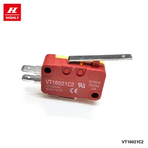 Marca de Taiwán altamente VT16021C2 Microinterruptor de alta precisión 16A 250V AC Voltaje máximo Microinterruptor de placa de resorte de metal largo