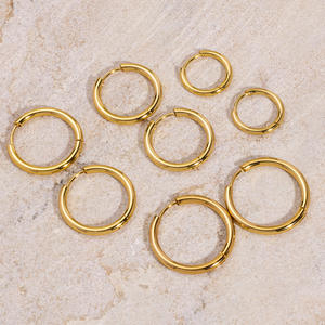 Classic 304 Gold Plated Stainless Steel Hinged <strong>Sleeper</strong> <strong>Earrings</strong> Hoops Circle Huggie <strong>Earring</strong> for Women <strong>Men</strong> DIY <strong>Earrings</strong> Supplies - Product Image 1