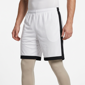 Shorts blancs pour hommes avec taille élastique noire, respirants, en polyester tissé, longueur bermuda - Product Image 1