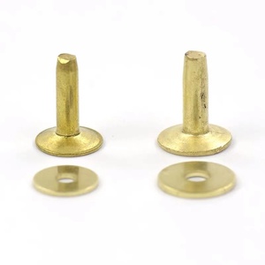 Brass <strong>Rivet</strong> Flat Head Solid Copper <strong>Rivet</strong> and Burrs for <strong>Leather</strong> 3.4x14.5mm - Product Image 2