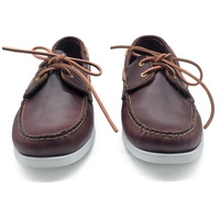 Chaussure bateau homme en cuir véritable huilé marron foncé, faite à la main, respirante, légère et confortable pour la marche, modèle Evergreen à coupe basse