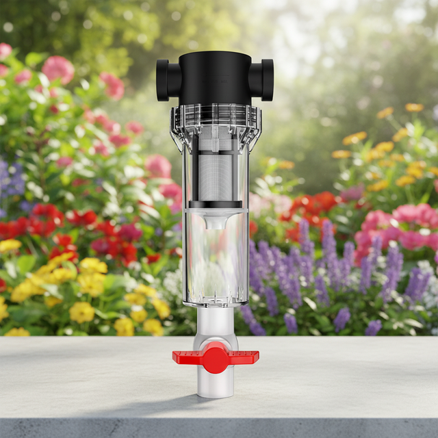 Garden Watering Filter 3000 GPD Large Flow Irrigation System 50 Micron Filtration 12-Month Life Impurity Prefilter Water