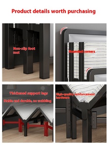 Portable Simple Double Fer <span class=keywords><strong>Lit</strong></span> Durable Cadre En Métal Simple Pliant Conception Style Moderne pour La Maison Appartement Bureau Déjeuner Pause Sieste - Product Image 4