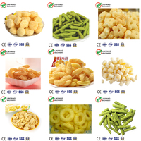 Nouvelle ligne de production de machines à extruder des snacks de différentes formes entièrement automatiques à haute productivité, pour la fabrication de nourriture soufflée à base de riz et de farine de maïs