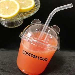 Contenants alimentaires jetables en plastique personnalisés en forme d'ours avec couvercles et pailles pour fruits et snacks, vente en gros - Product Image 6