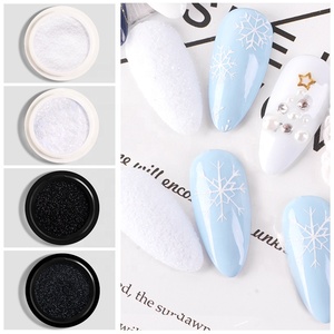 Poudre de laine pour nail art, poudre de <span class=keywords><strong>sucre</strong></span> granulée, poudre flocon de neige blanche, paillettes étoiles noires, accessoires pour nail art, vernis à ongles - Product Image 4