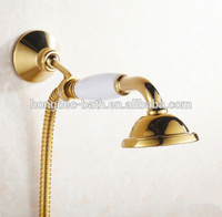Douchette à main en céramique, commerce chinois en ligne, laiton doré avec support mural 1.5m, tuyau, téléphone ensemble de douche antique