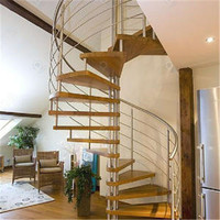 Escalier en colimaçon intérieur durable au design moderne en chêne américain avec acier inoxydable et verre, escalier circulaire en colimaçon pour loft