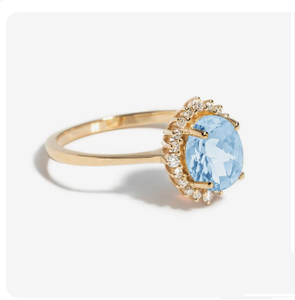 Anillo de Topacio Azul Natural de 18K, Anillo de Topacio Azul en Oro, Joyería de Moda con Topacio Azul Suizo - Product Image 1