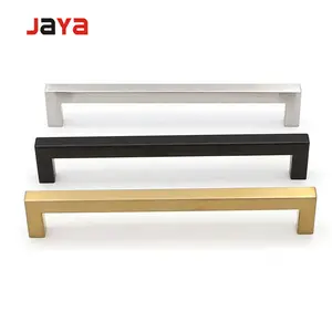 JAYA 3-15 polegada Preto Cabinet Handles Aço Inoxidável Quadrado Armário Gaveta Do Armário Puxa porta Do Banheiro botão Móveis Cozinha