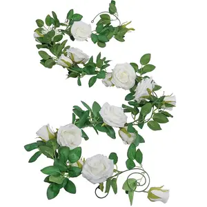 Hochwertige kletternde Rosen rebe Blumen Pflanzen künstliche Blume Home Wandbehang künstliche Rosen rebe Großhandel