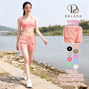 Dolado Set reggiseno sportivo da donna, mezza coppezza, senza ferretto, in spandex e poliestere, tinta unita, vita media, non imbottito, lavabile in lavatrice - Product Image 3