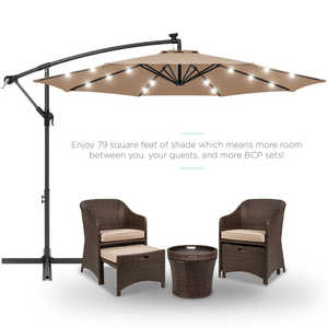 <span class=keywords><strong>Parasol</strong></span> inclinable de luxe pour l'extérieur, commercial, pour restaurant, avec lumières solaires <span class=keywords><strong>LED</strong></span>, décalé latéralement, suspendu, en forme de banane, pour patio - Product Image 3