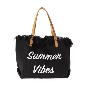Designer i più venduti Boutique Cotton Beach Canvas Shopping Bag Fashion Women Canvas Big Tote Bag borsa in tela di cotone