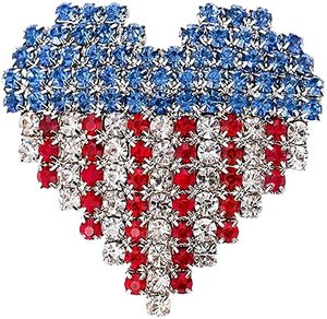 Épingles à revers patriotiques en cristal transparent bleu rouge avec drapeau américain, livraison rapide, pour le 4 juillet, pour la décoration - Product Image 3