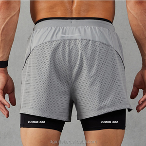 Tùy Chỉnh Thiết Kế Chất Lượng Cao Tập Thể Dục Lưới Lót Quần Short Dây Kéo Túi Nylon Jogger Tập Thể Dục Phòng Tập Thể Dục Thể Thao 2 Trong 1 Chạy Người Đàn Ông Quần Short - Product Image 4