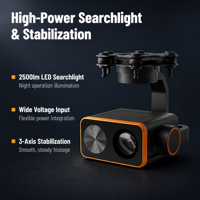 Cámara de Acción SKYDROID C20 con Zoom 23x, 3 Ejes, 1080P 2K, Visión Nocturna, Linterna de 2500lm, Metálica, para Inspección de Drones y Seguridad