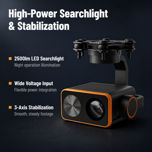 SKYDROID C20 23x Zoom 3- Gimbal Action Camera 1080P 2K Night Vision 2500lm Searchlight Metal for Drone Inspection Security